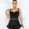 Vendor-unknown JUST IN Yolanda Black Snake Texture Lace-Up Top & Shorts Set