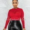 Vendor-unknown Ruphina Red Gold Link Accent Crop Top