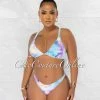 Chic Couture Online Dwana Baby Blue Lilac Tie-Dye Strappy Bikini Set