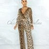 Vendor-unknown Linda Leopard Print Self-Tie Belt Jumpsuit JUST IN