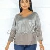 Vendor-unknown Honora Grey Silver Shimmer Sweater