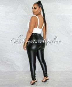 Vendor-unknown Pavati Black Faux Leather High Waist LUXE Leggings JUST IN