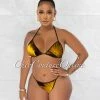 Chic Couture Online Merrit Mustard Black Print Cover-Up 3 Piece Swimsuit Set JUST IN