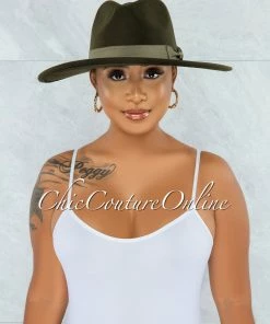 Vendor-unknown Evenuel Olive Green Faux Sued Hat JUST IN