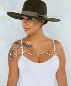 Vendor-unknown Evenuel Olive Green Faux Sued Hat JUST IN