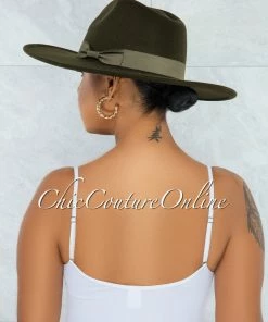 Vendor-unknown Evenuel Olive Green Faux Sued Hat JUST IN