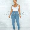 Vendor-unknown Phina Light Denim Button Up High Waist Skinny Jeans JUST IN