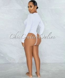 Vendor-unknown JUST IN Libertad White Mock Long Sleeves Bodysuit