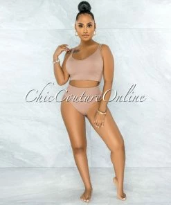 Vendor-unknown Beatha Mocha Ribbed Undergarment Two-Piece Set JUST IN