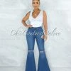 Vendor-unknown Morley Medium Blue Denim High Waist Bell Legs Jeans JUST IN