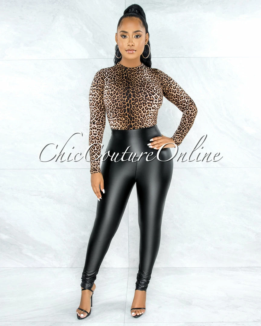 Chic Couture Online Caya Black Faux Leather High Waist Leggings