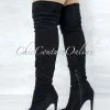 Vendor-unknown Vogue Black Faux Suede Over-The-Knee Boots JUST IN
