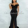 Chic Couture Online Glenna Black Front Knot Ruched Slit Maxi Dress