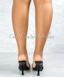 Vendor-unknown SHOES Hollywood Black Rhinestones Upper Square Toe Heels