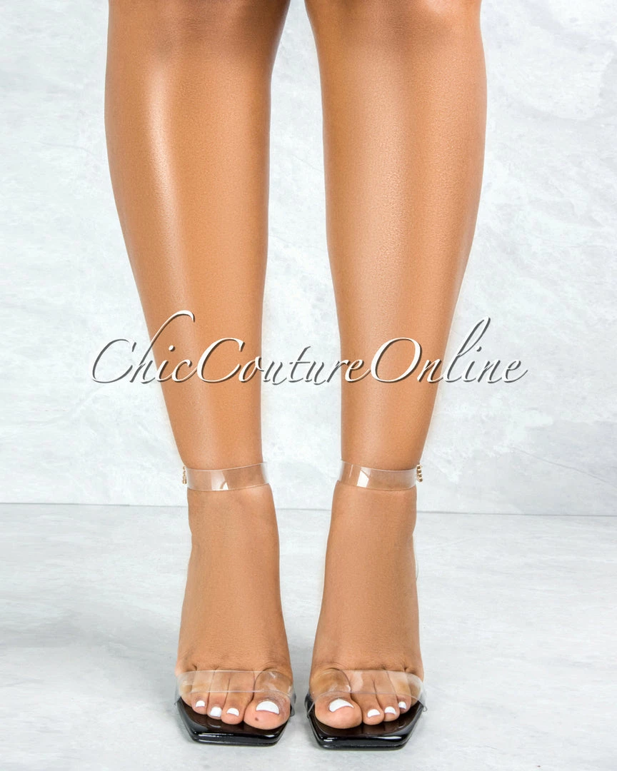 Vendor-unknown Juliet Back Sole Rhinestones Buckle Clear Strap High Heels SHOES