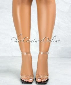 Vendor-unknown Juliet Back Sole Rhinestones Buckle Clear Strap High Heels SHOES