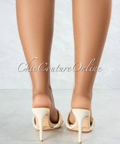 Vendor-unknown SHOES Bindi Ivory Woven Upper Square Toe Heels