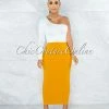 Vendor-unknown Doneva Mustard Double Lined Pencil Maxi Skirt