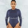 Vendor-unknown Libertad Steel Grey Mock Long Sleeve Bodysuit