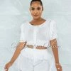 Vendor-unknown Ulma White Fringe Accent Knit Two Piece Set
