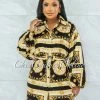 Vendor-unknown Dagus Black White Gold Buckle Belt Shirt Dress JUST IN