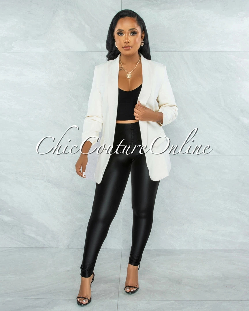 Vendor-unknown Xandria Off-White Boyfriend Long Blazer JUST IN