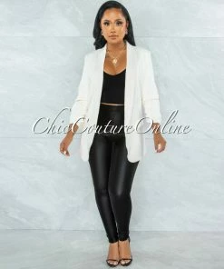 Vendor-unknown Xandria Off-White Boyfriend Long Blazer JUST IN