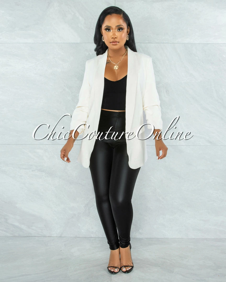 Vendor-unknown Xandria Off-White Boyfriend Long Blazer JUST IN