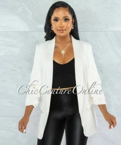Vendor-unknown Xandria Off-White Boyfriend Long Blazer JUST IN