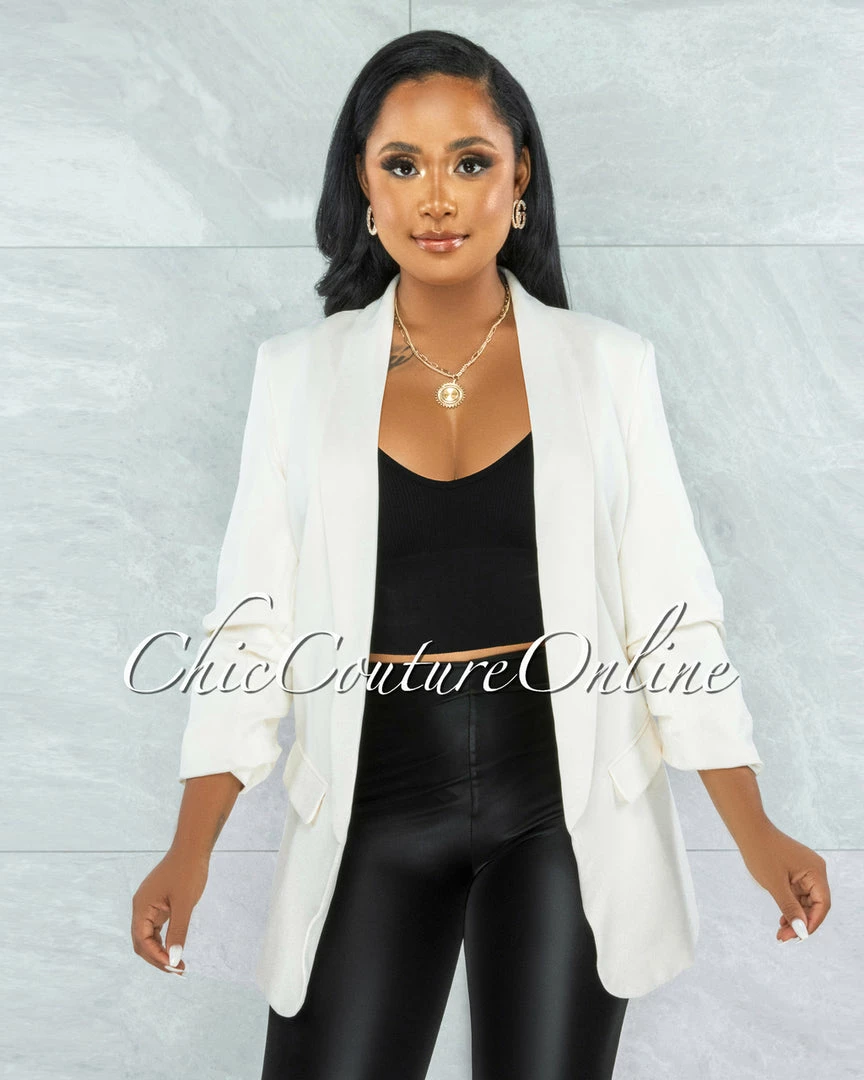 Vendor-unknown Xandria Off-White Boyfriend Long Blazer JUST IN