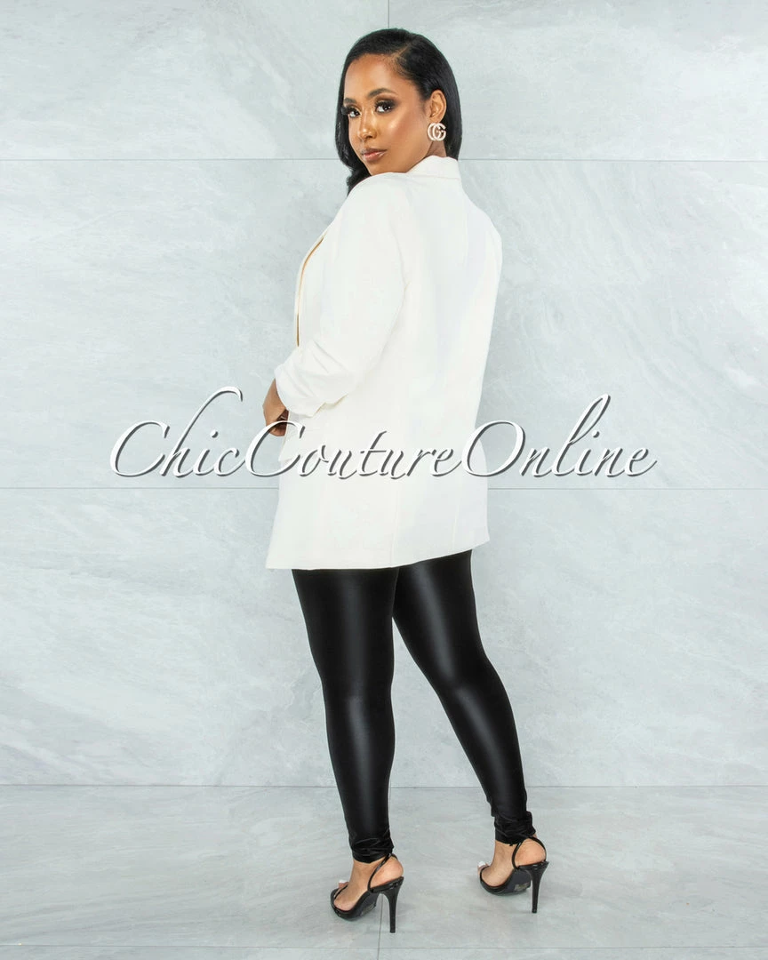 Vendor-unknown Xandria Off-White Boyfriend Long Blazer JUST IN