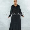Vendor-unknown JUST IN Gazali Black Front Buttons Shirt Maxi Duster Dress