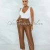 Vendor-unknown Estella Brown Faux Leather High Waist Pants