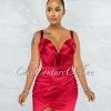 Vendor-unknown Diego Red Corset Style Satin Dress JUST IN