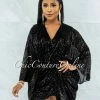 Vendor-unknown Duarte Black Sequins Drape Kimono Dress JUST IN
