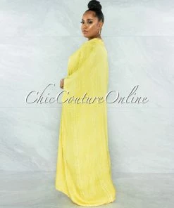 Vendor-unknown Harford Yellow Snake Print Satin Tunic Maxi Dress