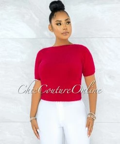 Vendor-unknown Prospera Raspberry Red Fury Round Neck Top