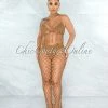 Vendor-unknown Rojas Mocha Crochet Cover-Up Fishnet Set