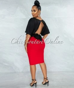 Vendor-unknown JUST IN Barnette Black Back Key-Hole Satin Crop Top