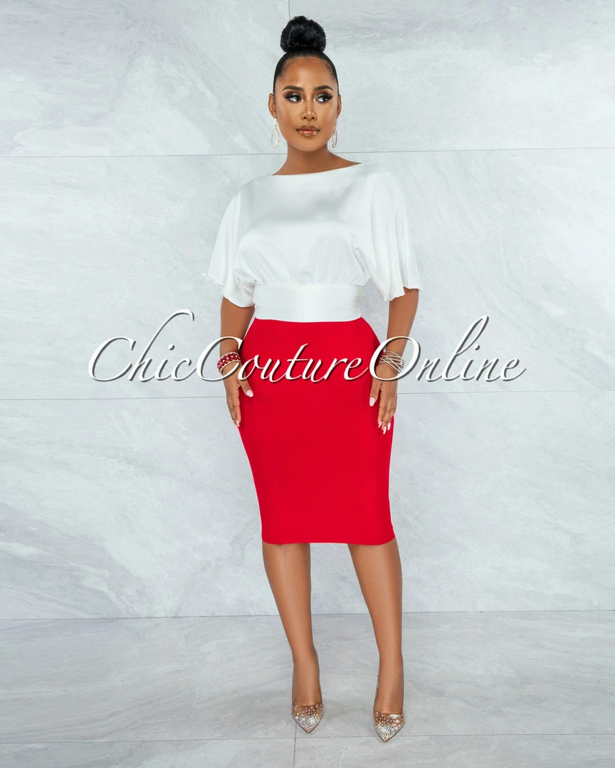 Vendor-unknown Barnette Off-White Back Key-Hole Satin Crop Top JUST IN