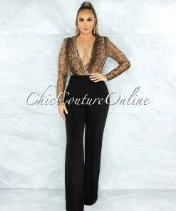 Vendor-unknown Gaby Brown Snake Print Wrap Bodysuit