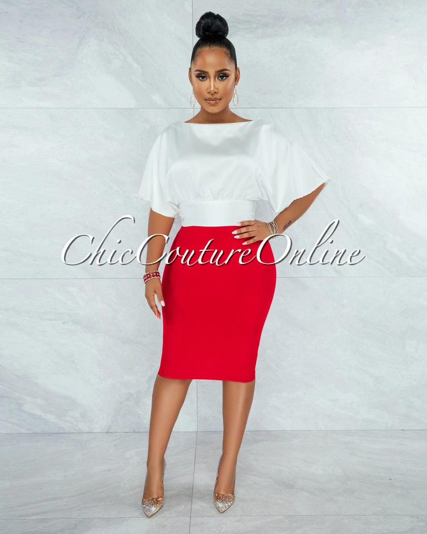 Vendor-unknown Barnette Off-White Back Key-Hole Satin Crop Top JUST IN