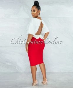 Vendor-unknown Barnette Off-White Back Key-Hole Satin Crop Top JUST IN