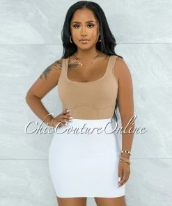 Vendor-unknown Darence White Body-Con Bandage Mini Skirt JUST IN
