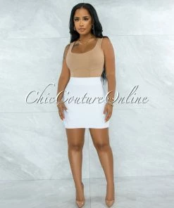 Vendor-unknown Darence White Body-Con Bandage Mini Skirt JUST IN