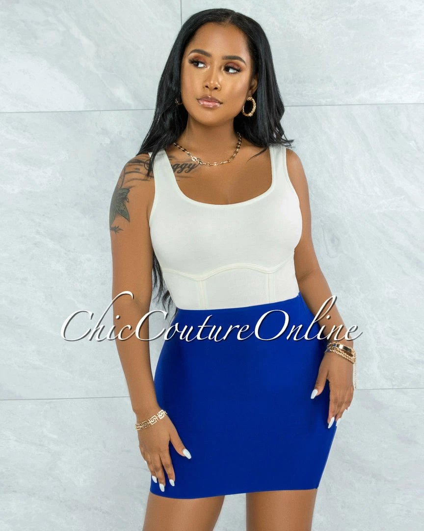 Vendor-unknown Darence Royal Blue Body-Con Bandage Mini Skirt JUST IN