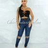 Vendor-unknown Shana Dark Denim High-Waist Destroyed Knee Skinny Jeans