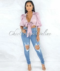 Vendor-unknown Lundy Denim High-Waist Distressed Skinny Jeans JUST IN