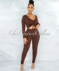 Vendor-unknown Utopia Brown Ribbed Leggings