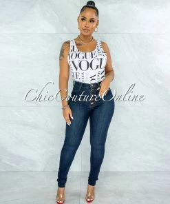 Vendor-unknown Shana Dark Denim High-Waist Destroyed Knee Skinny Jeans